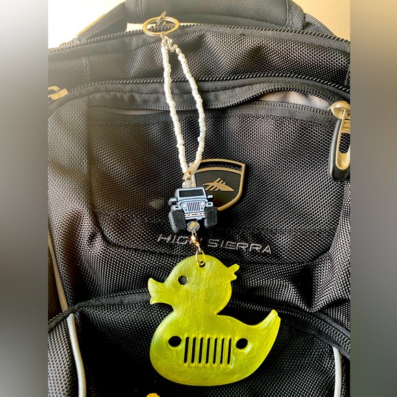Handmade Resin Duck Jeep Rearview Mirror Charm- Keychain- Backpack - Purse Charm - Picture 3 of 9